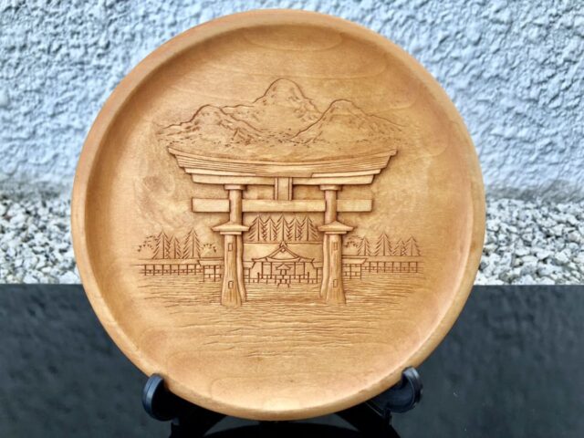 Tochi Marubon Miyajima Carving "Front Torii"