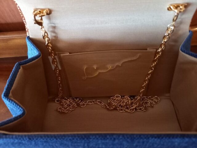 Handmade bag with Shokuehana design (blue)