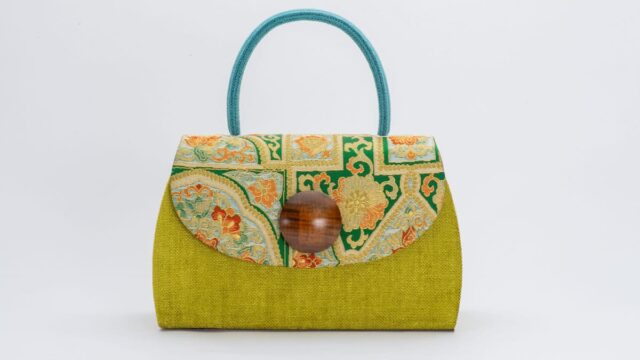Sakiori pattern with flowers (yellow) handmade bag