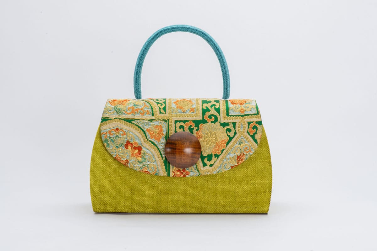 Floral Patchwork yellow green pattern hand made bag