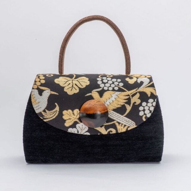 Handmade bag with egret grape arabesque design